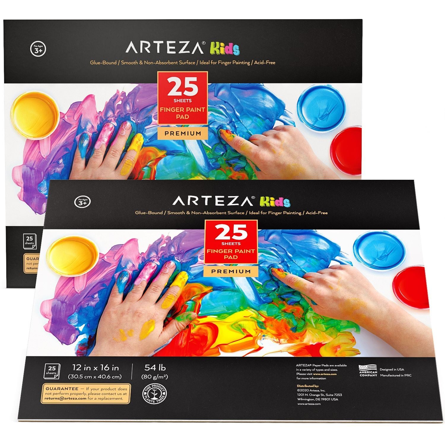 Arteza Finger Paint Paper Pad, 12 inchx16 inch, 25 Sheets - 2 Pack, White