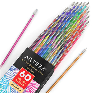 Arteza Retractable Gel Ink Colored Pens Set, Vintage & Bright Colors -  Doodle, Draw, Journal - 24 Pack : Target