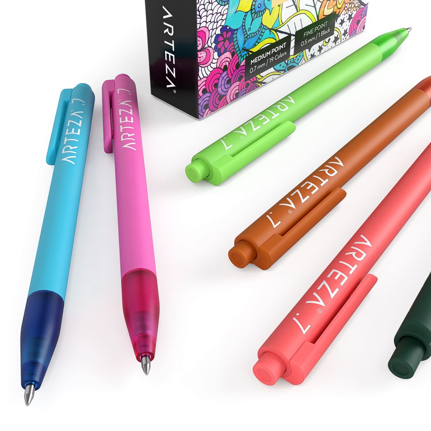 Arteza Retractable Gel Ink Pens, Vintage Colors - Set of 10