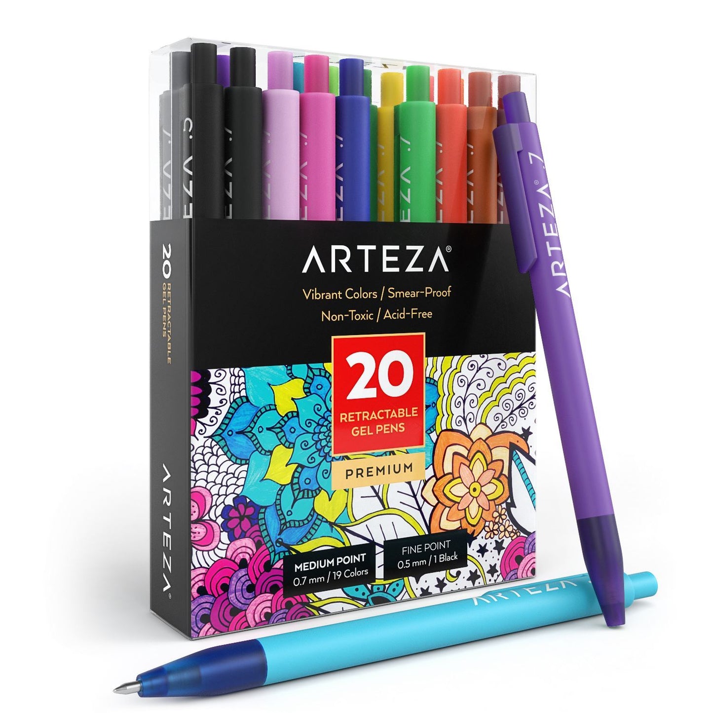 Arteza Gel Pens Individual Colors Acid-Free Non-Toxic 0.8-1.0mm Tips 60 Set  Lot 851309007647