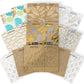 Gift Bags in White & Kraft with Assorted Designs - Set of 18