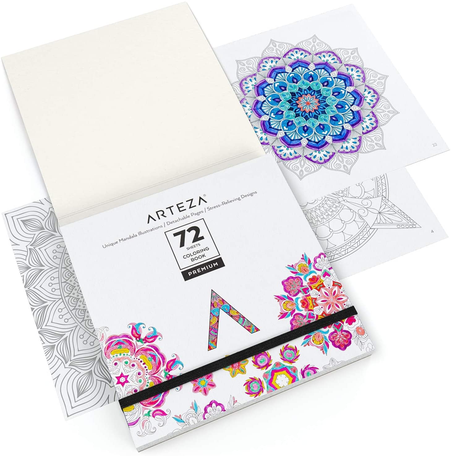 Coloring Book, Mandala Illustrations, Gray Outlines – Arteza.com