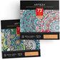 Coloring Books, Floral & Mandala Illustrations, Gray Outlines, 72 Sheets - Set of 2