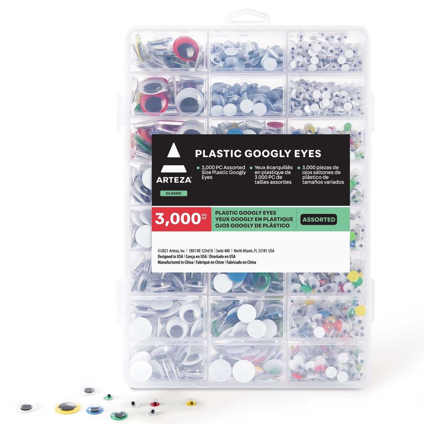 Googly Eyes, Assorted Sizes & Colors - Set of 3000 Pieces