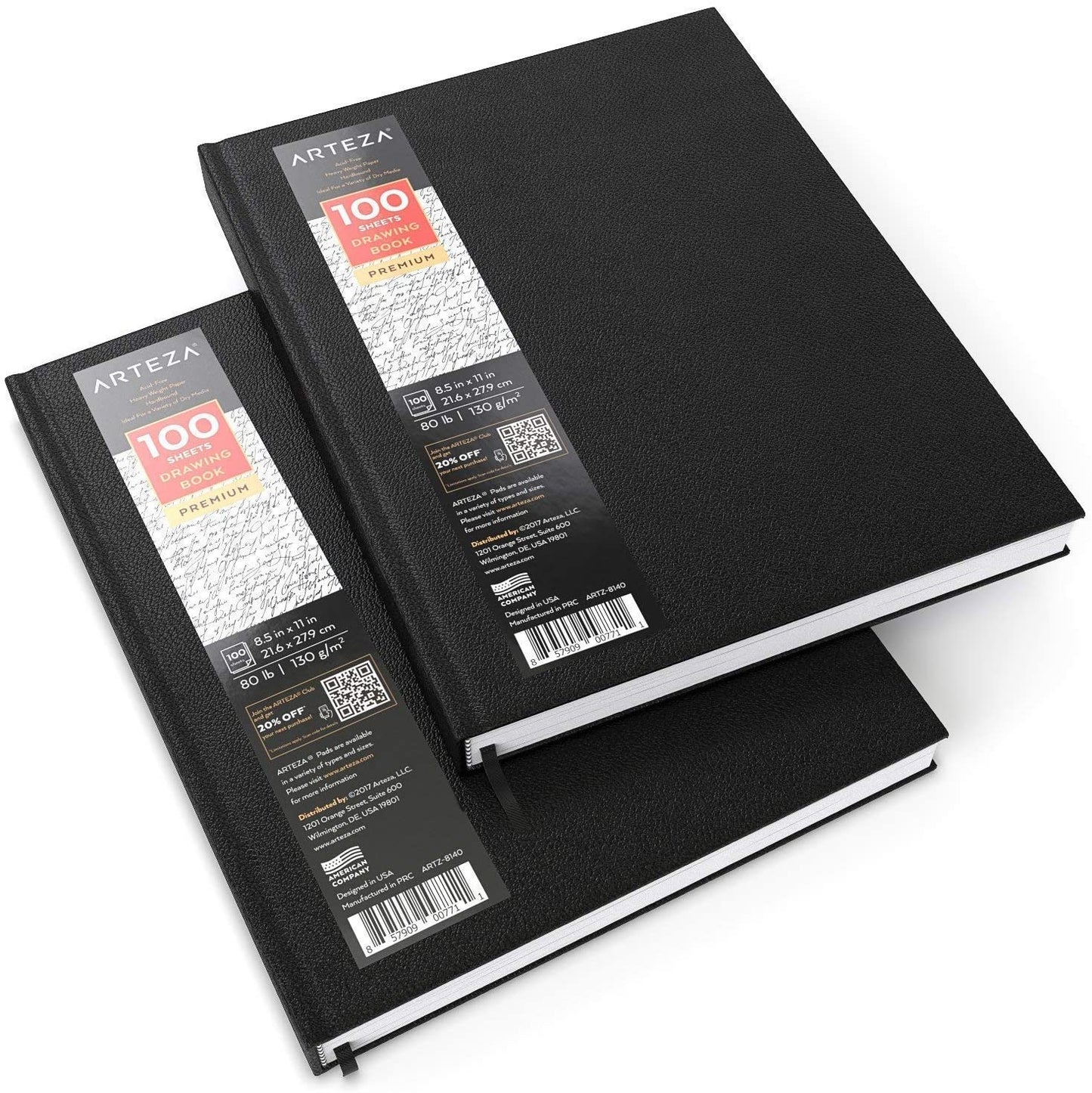 Sketchbook, Hardbound, 8.5" x 11", 100 Sheets - Pack of 2