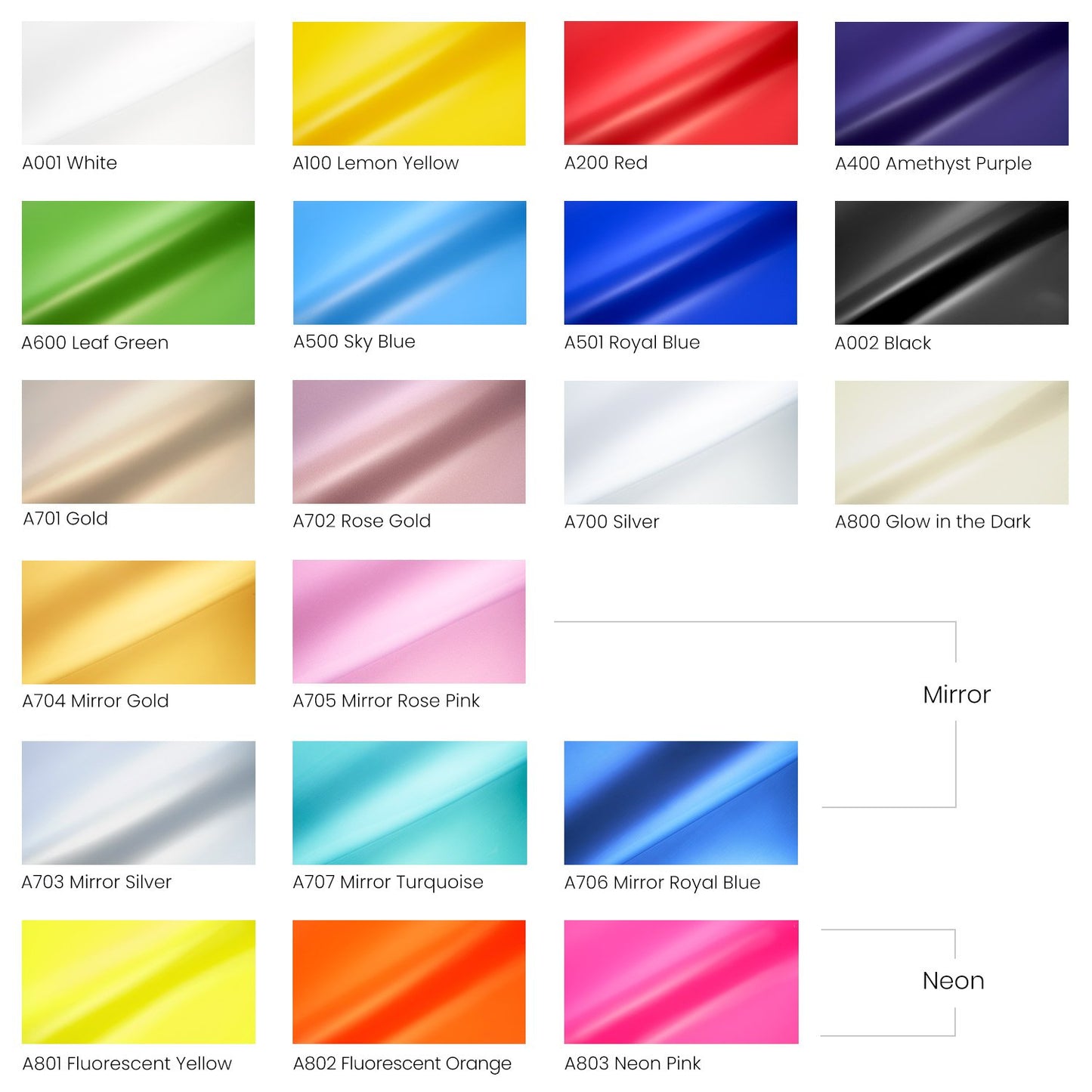Heat Transfer Vinyl, Assorted Styles & Colors, 12" x 20” Sheets - Set of 20