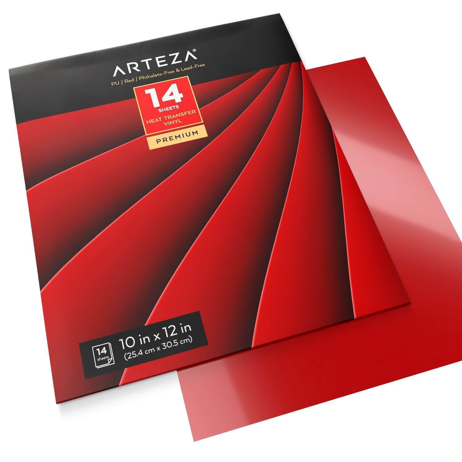 Heat Transfer Vinyl, Red, 10 x 12” Sheets - Pack of 14