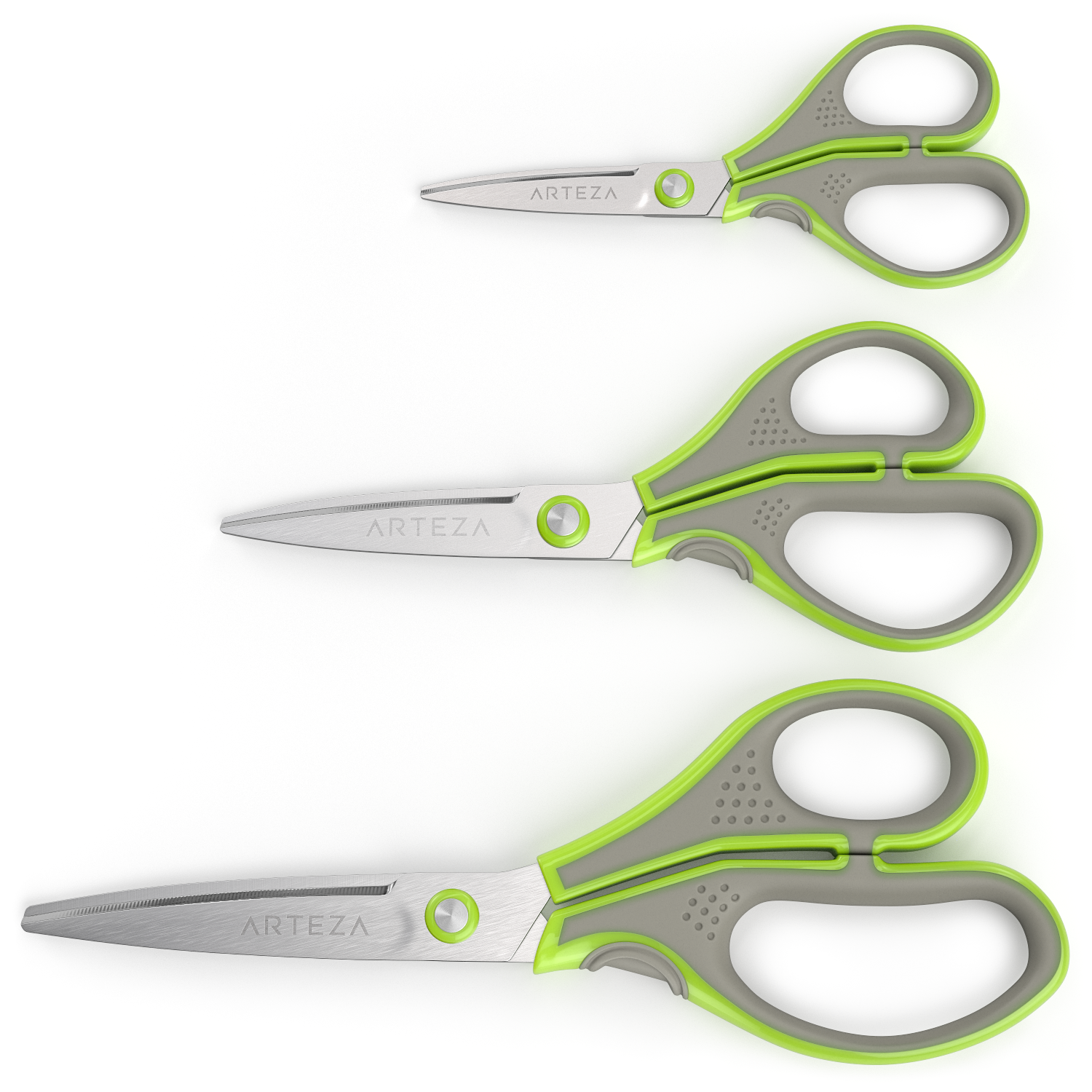 Arteza Fabric Scissors, Iridescent Blade, Ultra-Sharp, Assorted Sizes - Set of 3
