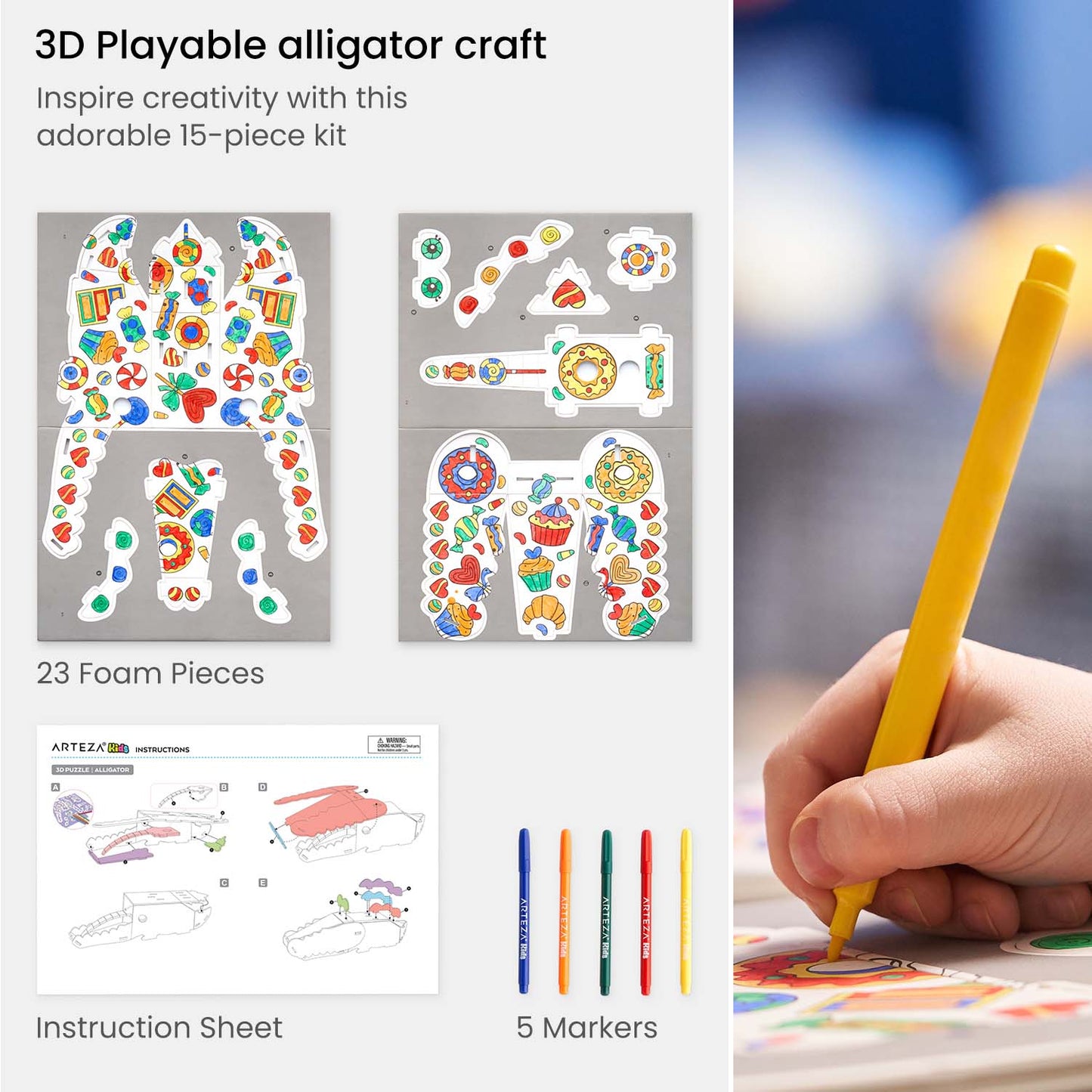 Kids 3D Puzzle, Playable Alligator Craft