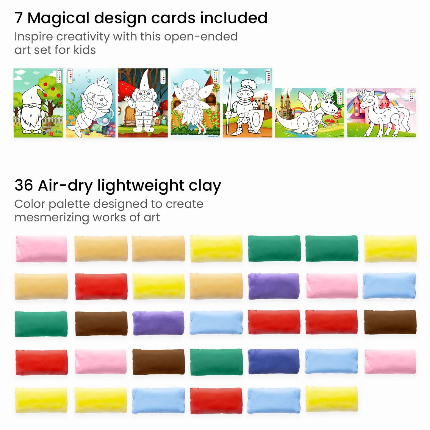 Kids Clay By Numbers Kit, Magical Creatures