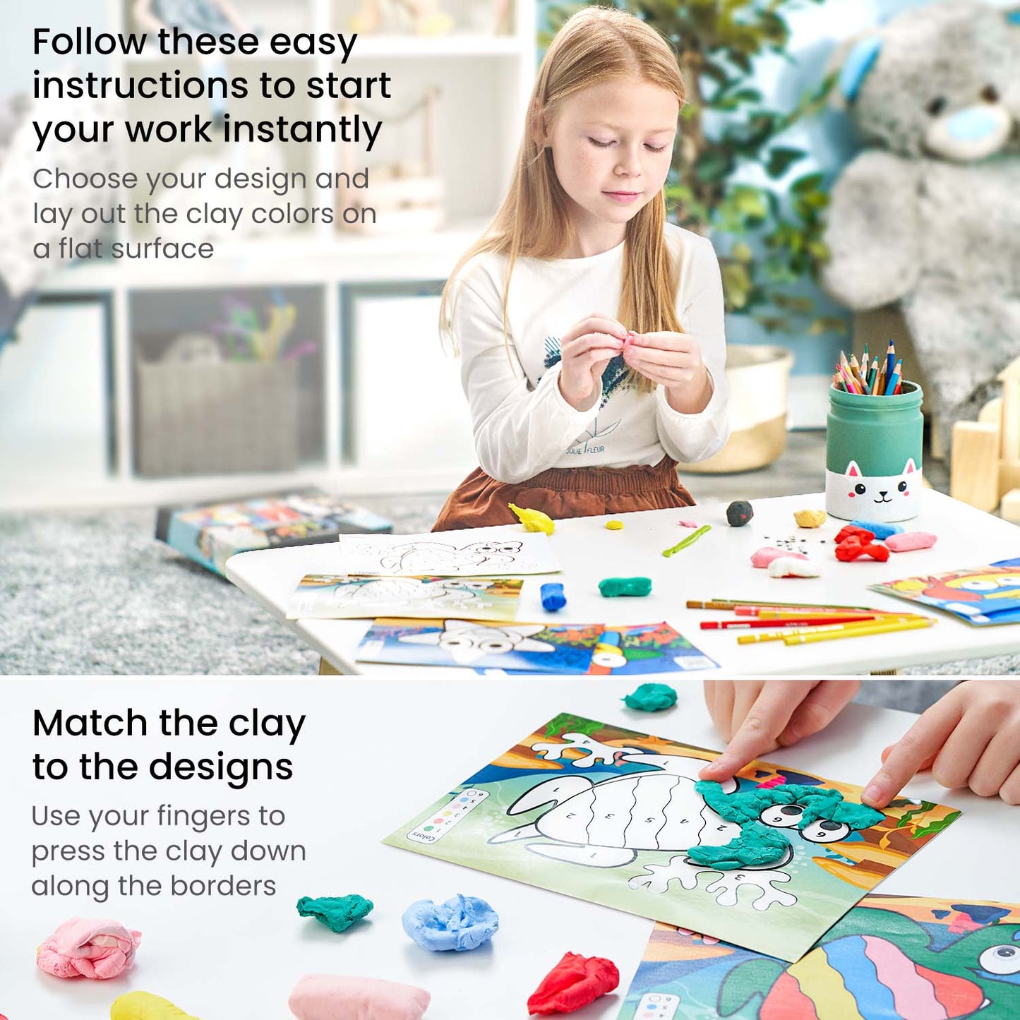 Kids Clay By Numbers Kit, Sea Life
