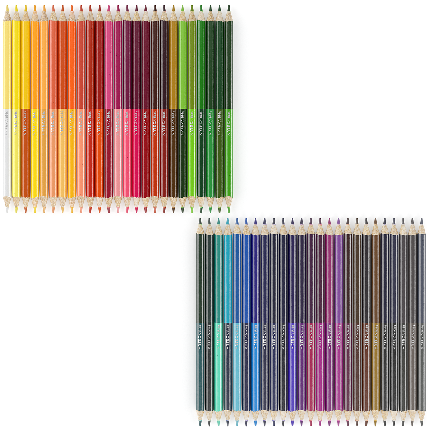 Arteza Kids Colored Pencils with Watercolor Brush, Double-Sided Watercolor - 50 Piece