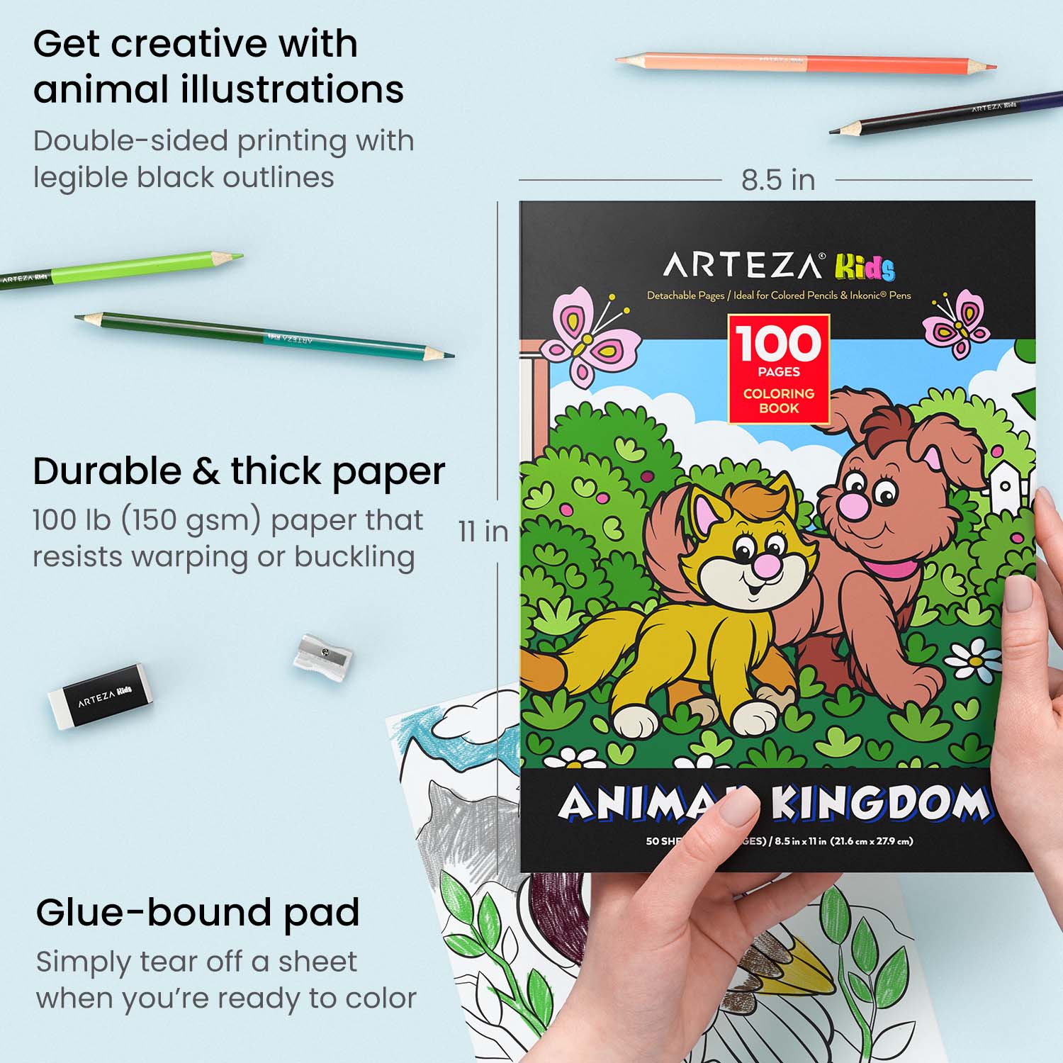 Arteza Kids Colored Pencils, Double Sided- Set of 50