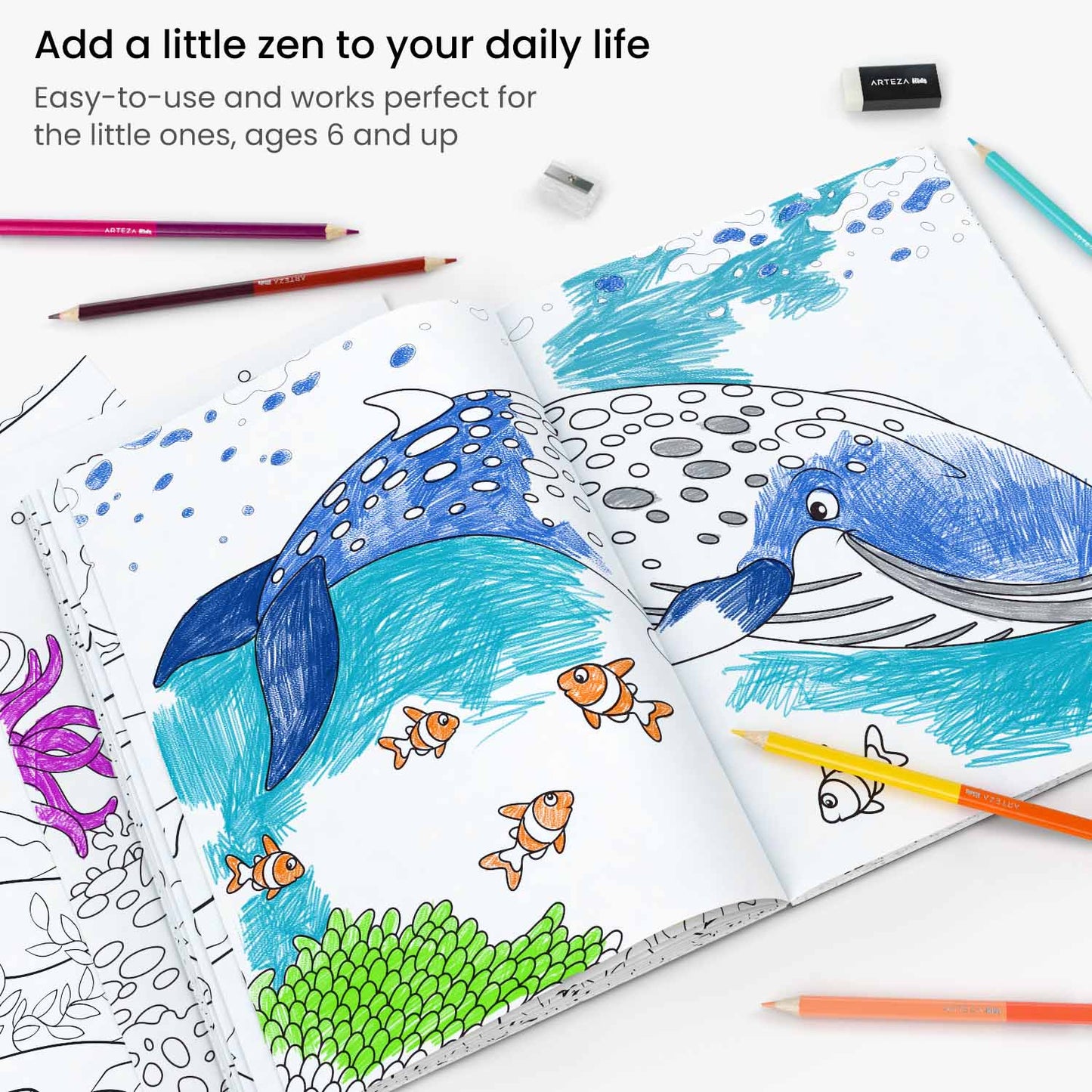 Kids Coloring Book Kit, Under the Sea