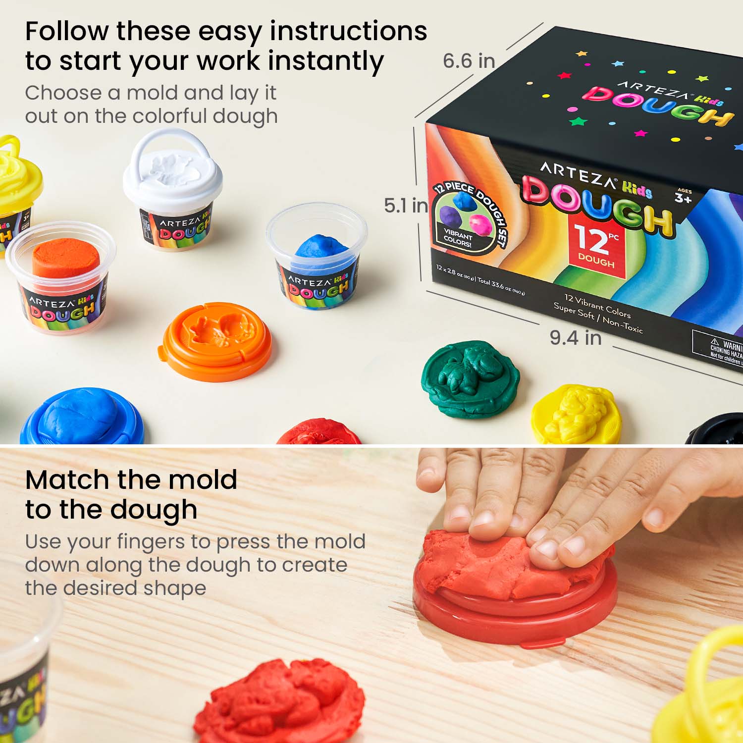 Arteza Neon Dough in Tubs - Vibrant Playdough Set – Babywid