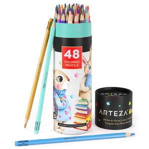 Kids Colored Pencils, Neon & Metallic - Set of 48