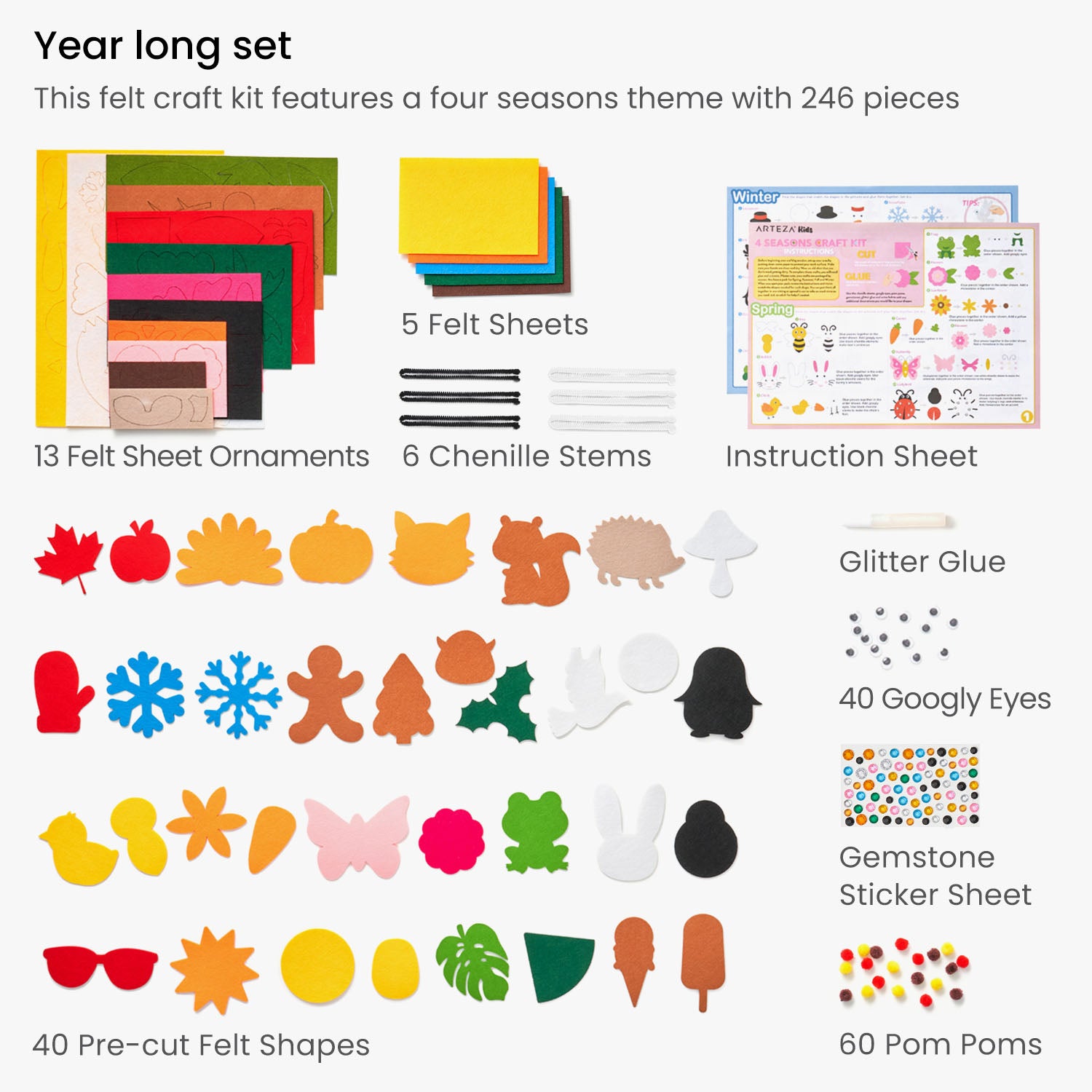 Kids Felt Craft Kit Four Seasons Contents