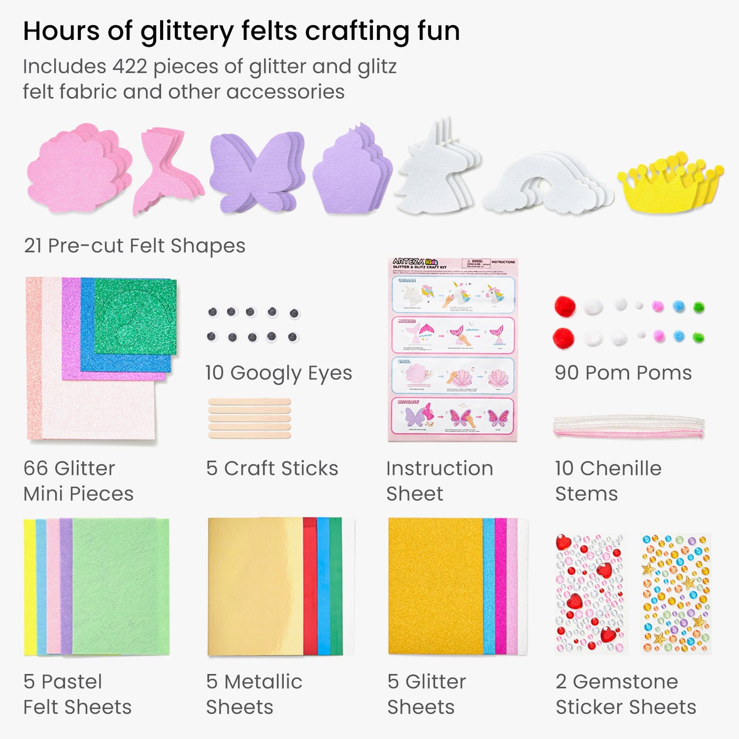 Kids Felt Craft Kit, Glitter & Glitz