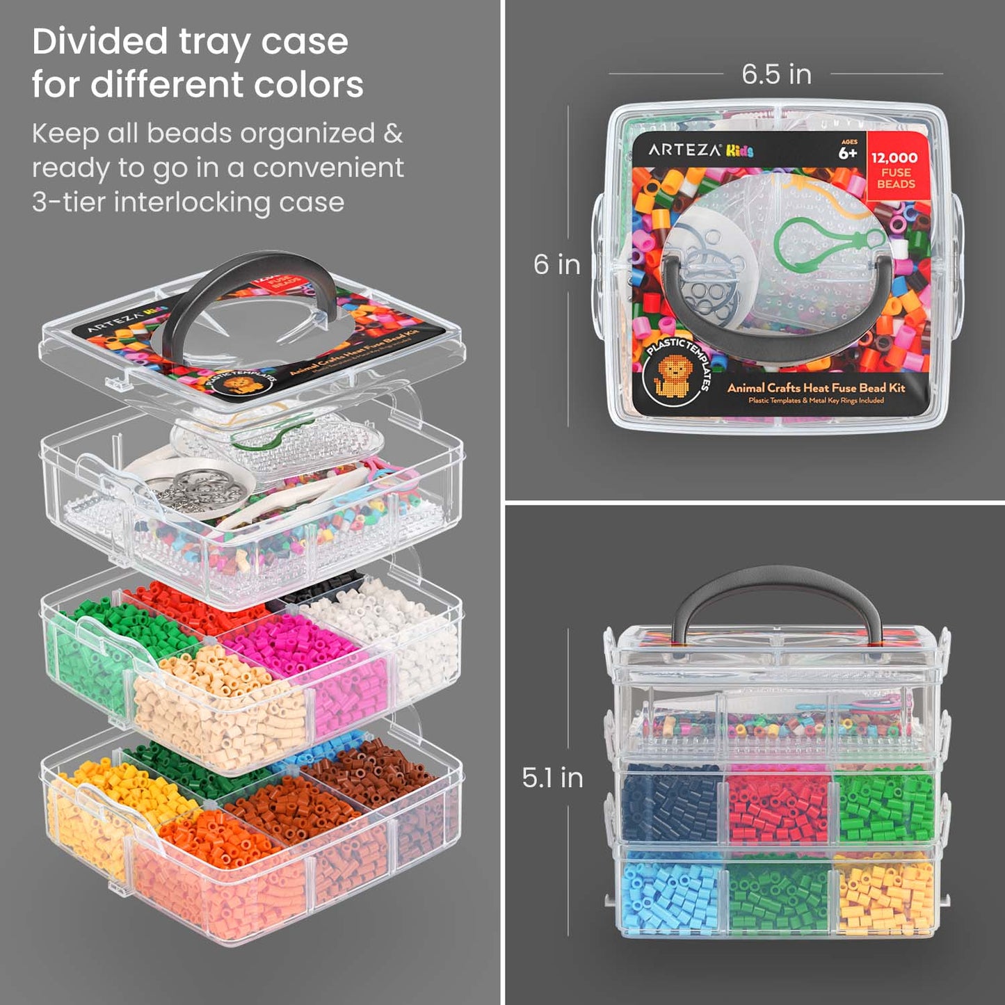 Kids Fuse Beads Kit, Animal Theme