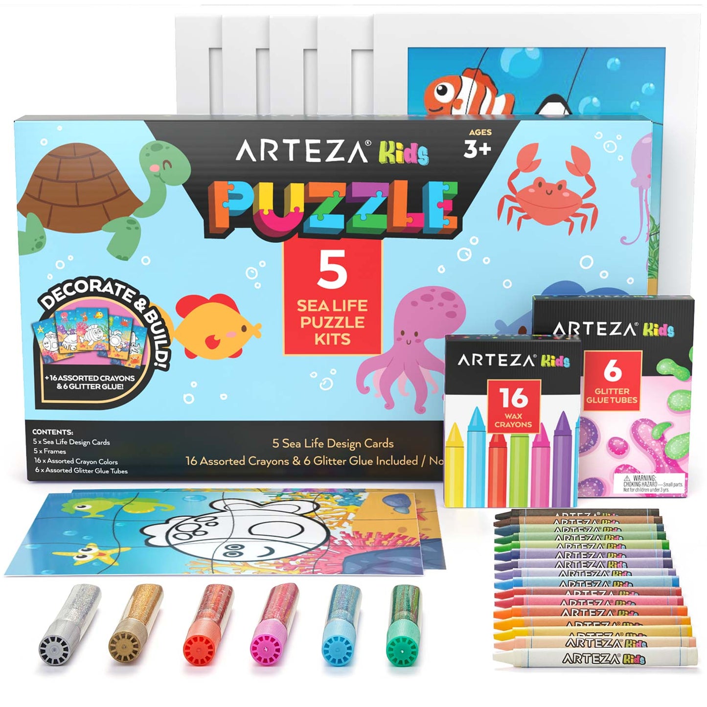Kids Jigsaw Puzzle Set, Sea Life- 5 Puzzle Kits