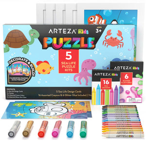  Arteza Kids Kit de pintura Ocean Scenes, 4 lienzos, 8 x 8  pulgadas, 24 pinturas acrílicas, 4 pinceles, 4 paletas, actividades para  niños a partir de 6 años : Todo lo demás