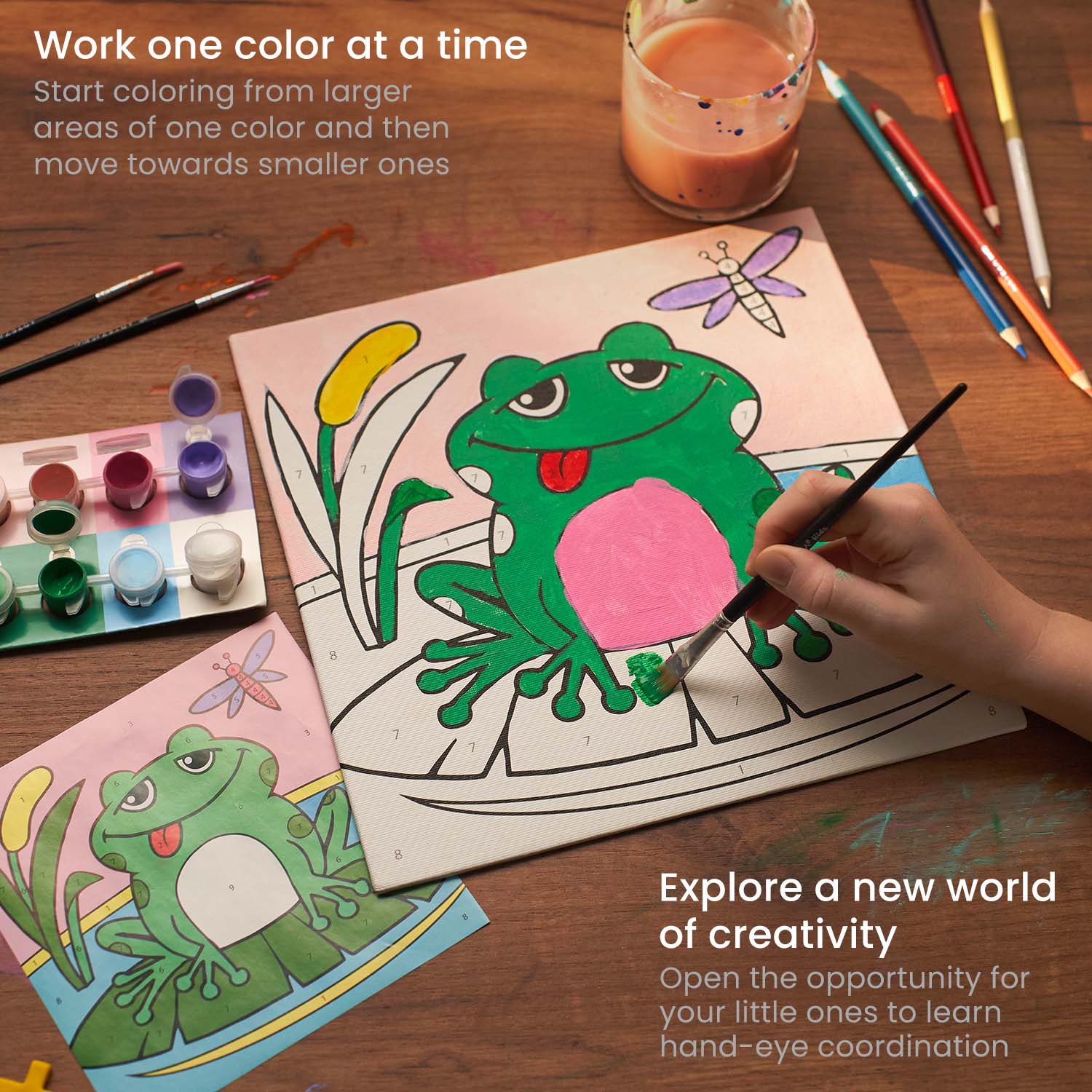 Toddler Fun Creativity ART Box, Preschool Art Kit, Toddler Art Activity  With Apron, Non-toxic Art Supplies, Travel Art Box, Kids Art Gift 