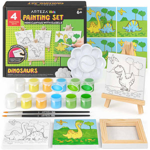  KIDDYCOLOR 52 Pcs Kids Paint Set with 24 Colors Acrylic Paint,  Wood Easel, 8 x 10 Canvases, Brushes, Storage Bag, Great Gift for  Christmas New Year