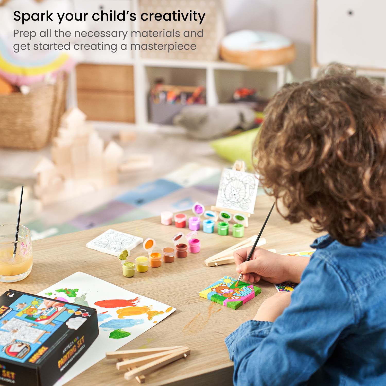 Buy Pre-Printed Canvas & Paints Art Set Baby Canvas Set With Easel