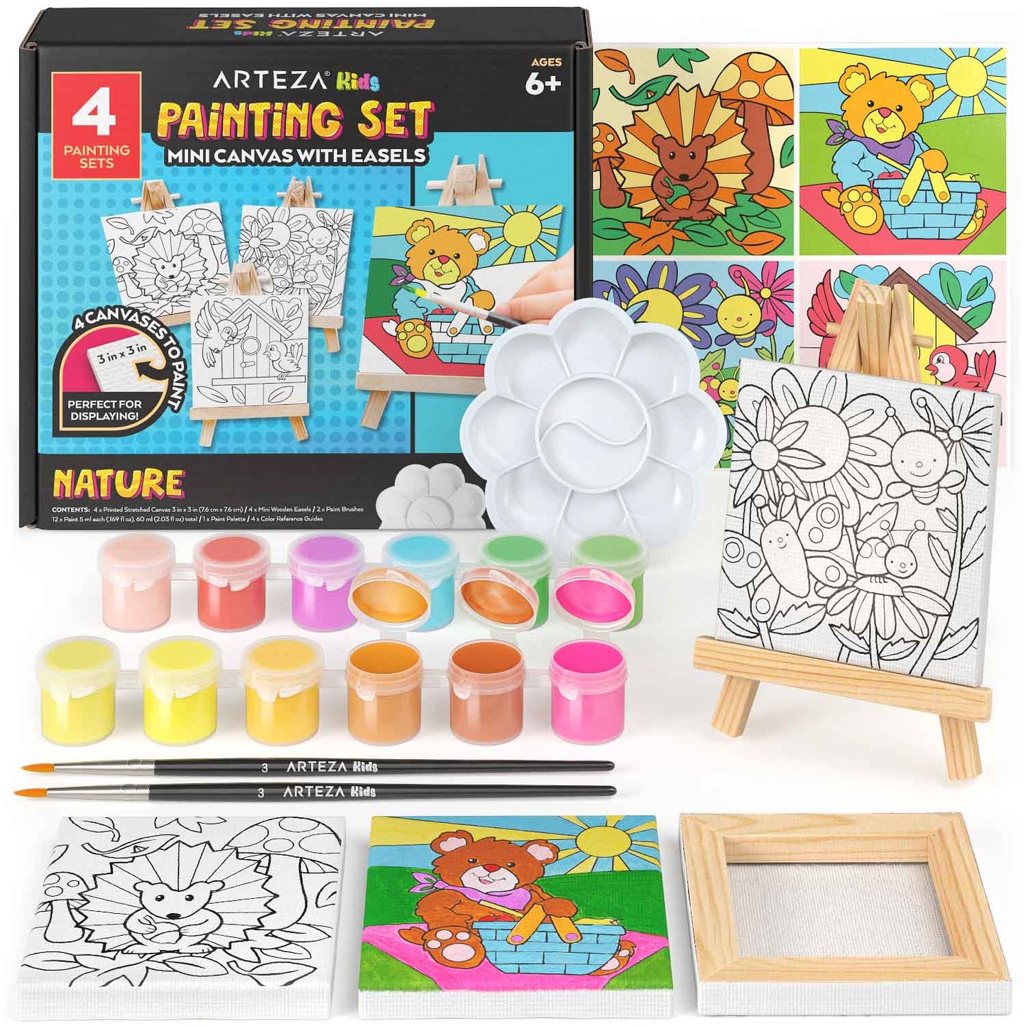 shynek Kid Art Set, Shynek 38 Piece Kids Painting Set with 8x10 Painting  Canvas Tabletop Easel