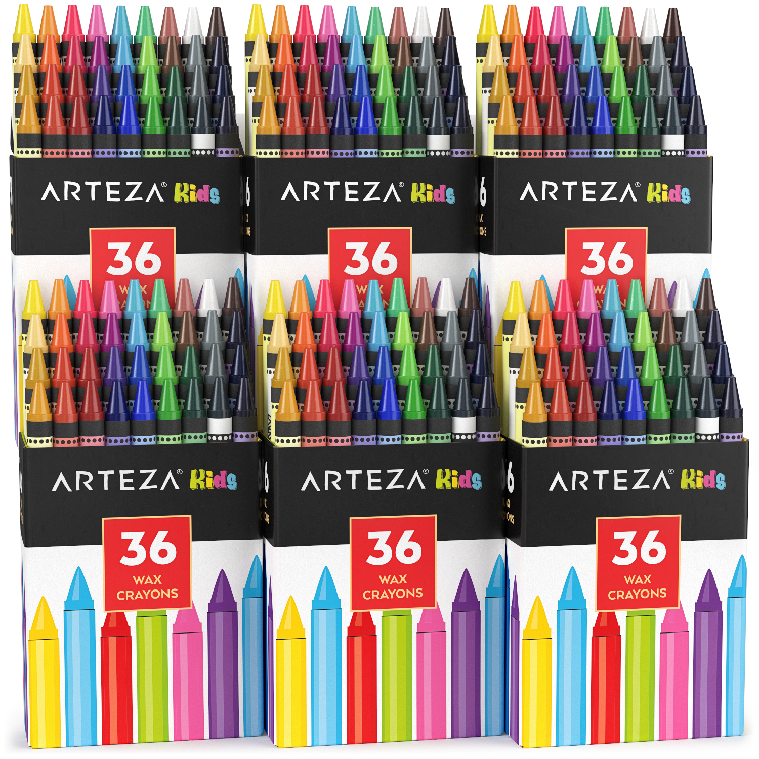 Arteza Kids Crayons Bulk 216 Count Perfect for School and Home