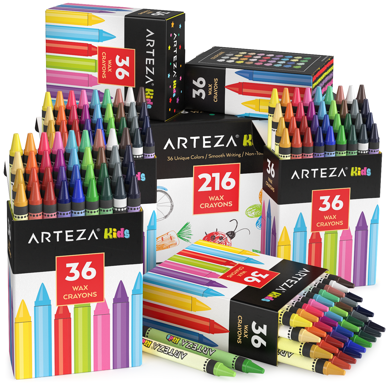Kids Crayons Bulk, 6 Packs of 36 - Total of 216 –