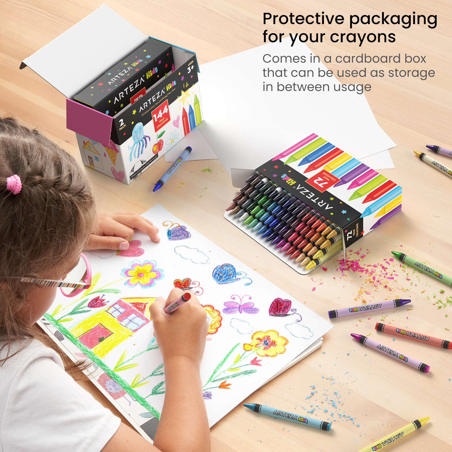 Arteza Kids Wax Crayons, 72 Pieces - 2 Pack
