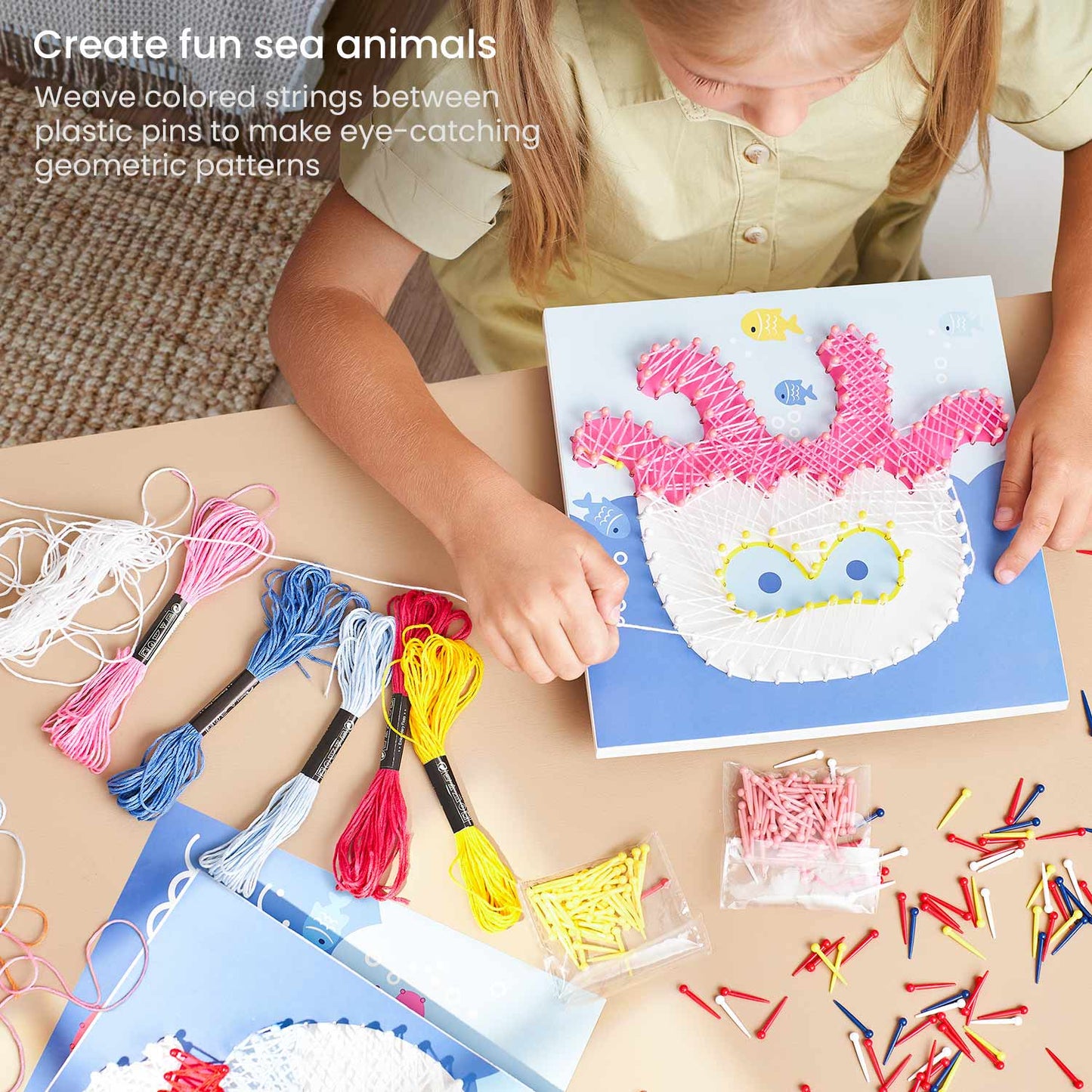 Crafting with Arteza Kids Sea Animals String Art