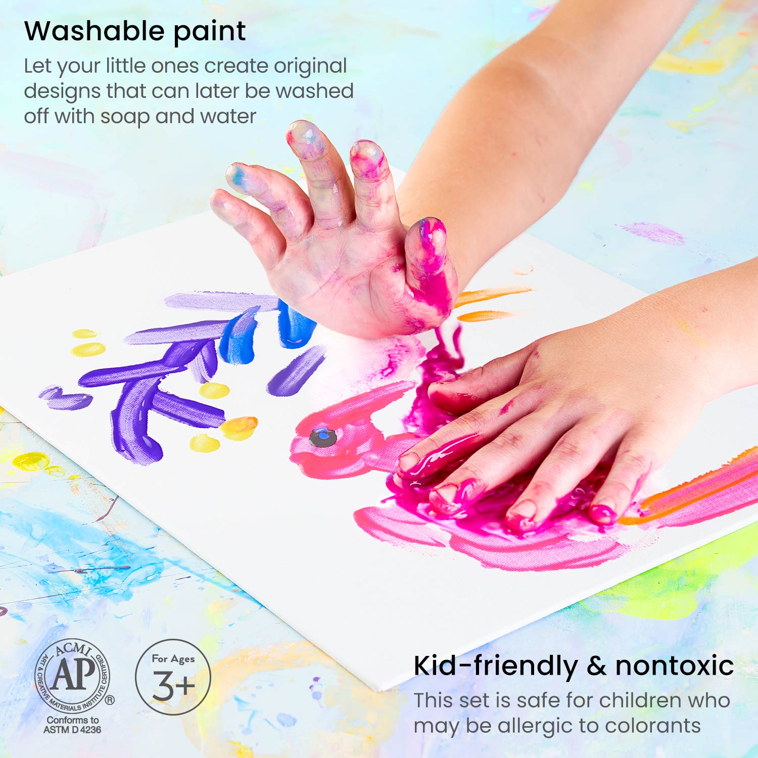 Arteza Finger Paints for Toddlers, Nontoxic, Set of 30 Colors, 1 fl oz Containers, Washable, Kids Art Set, for Paper, Canvas