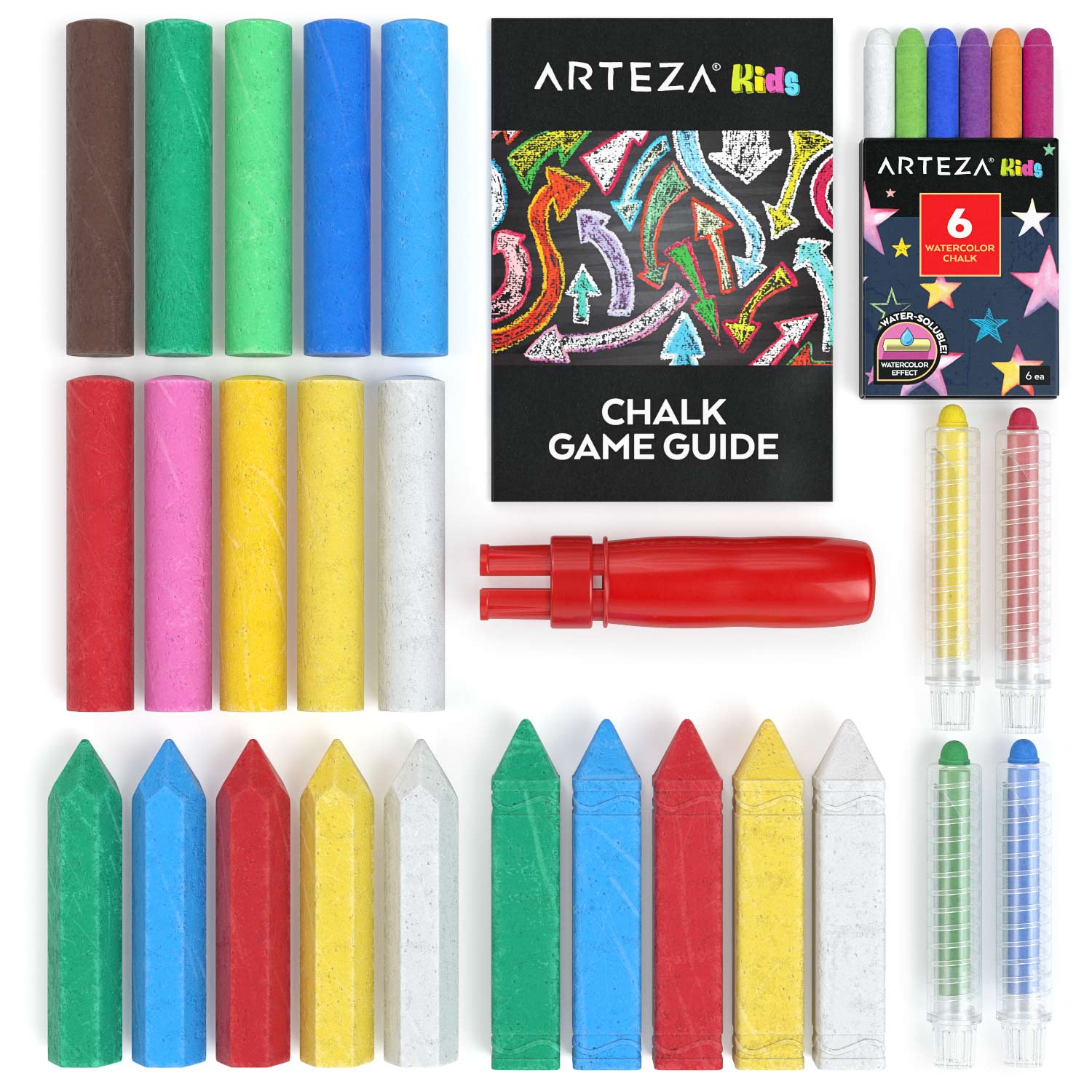 Kids Ultimate Sidewalk Chalk Set, Pink Box Handle - 37 Pieces