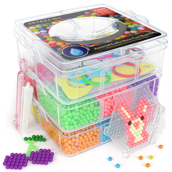 12 Colors 1800pcs Round Water Fuse Beads Kits for Kids, Spray and