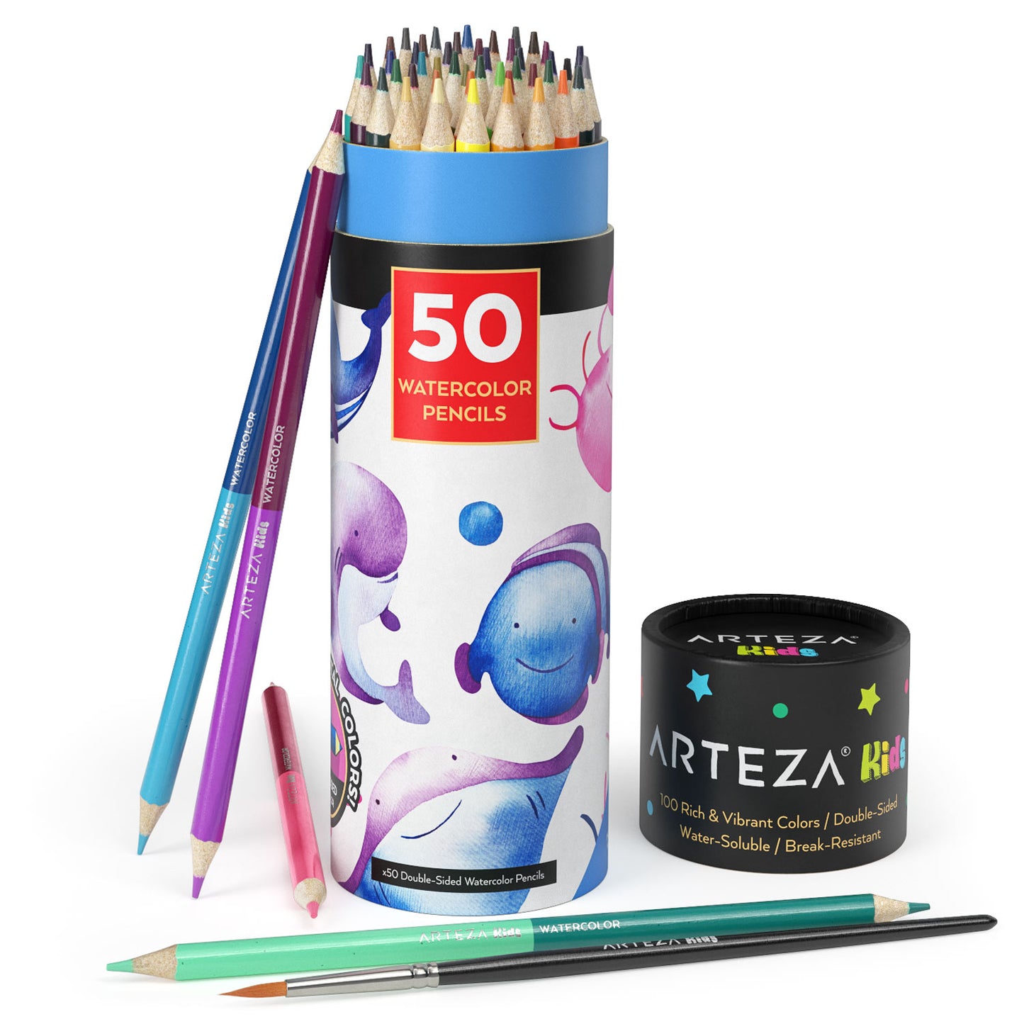Professional 36 Colorful Water Soluable Watercolor Pencil Set Brush Wood  School Supplies Plomo De Color En Agua
