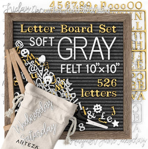 Letter Board Set, Soft Gray Felt, 10