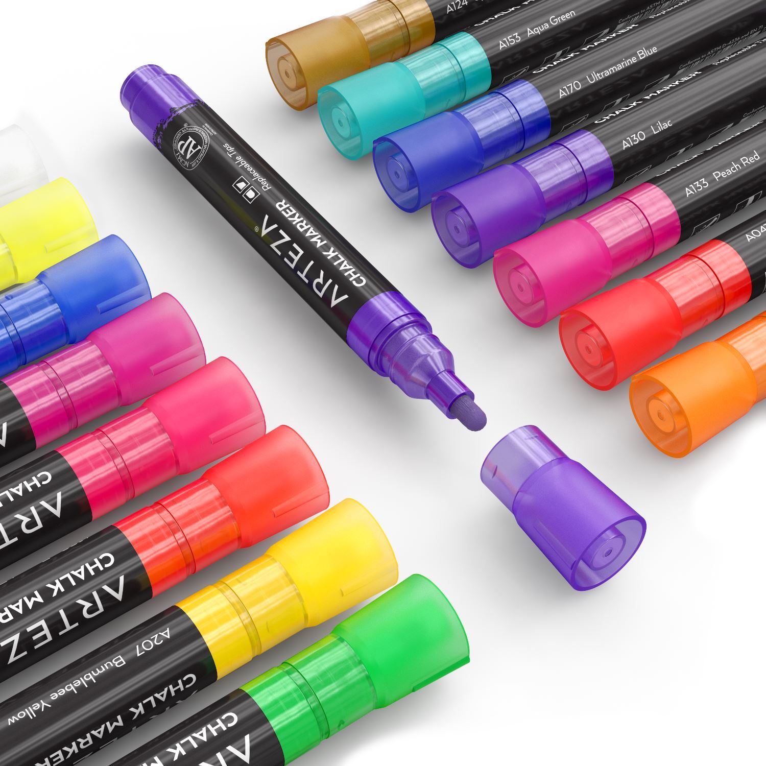 Tebik Liquid Chalk Marker Set, 15 Bright Colors Erasable