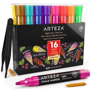 Arteza Highlighters, Narrow Chisel Tips, 6 Assorted Colors - Set of 30