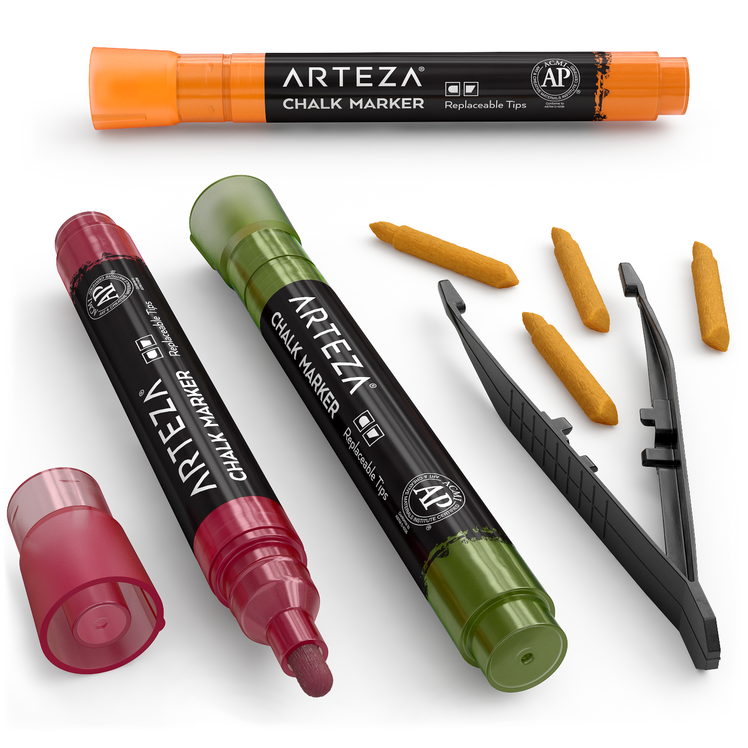 Arteza Acrylic Paint Markers Set of 20 Assorted Color Pens Replaceable Tips