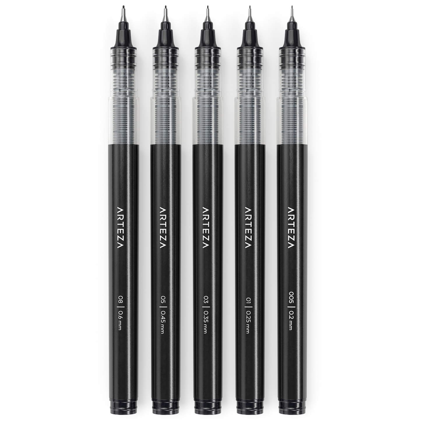 Liquid Micro Line Pens, Black Japanese Ink, Assorted Nibs - Set of 5