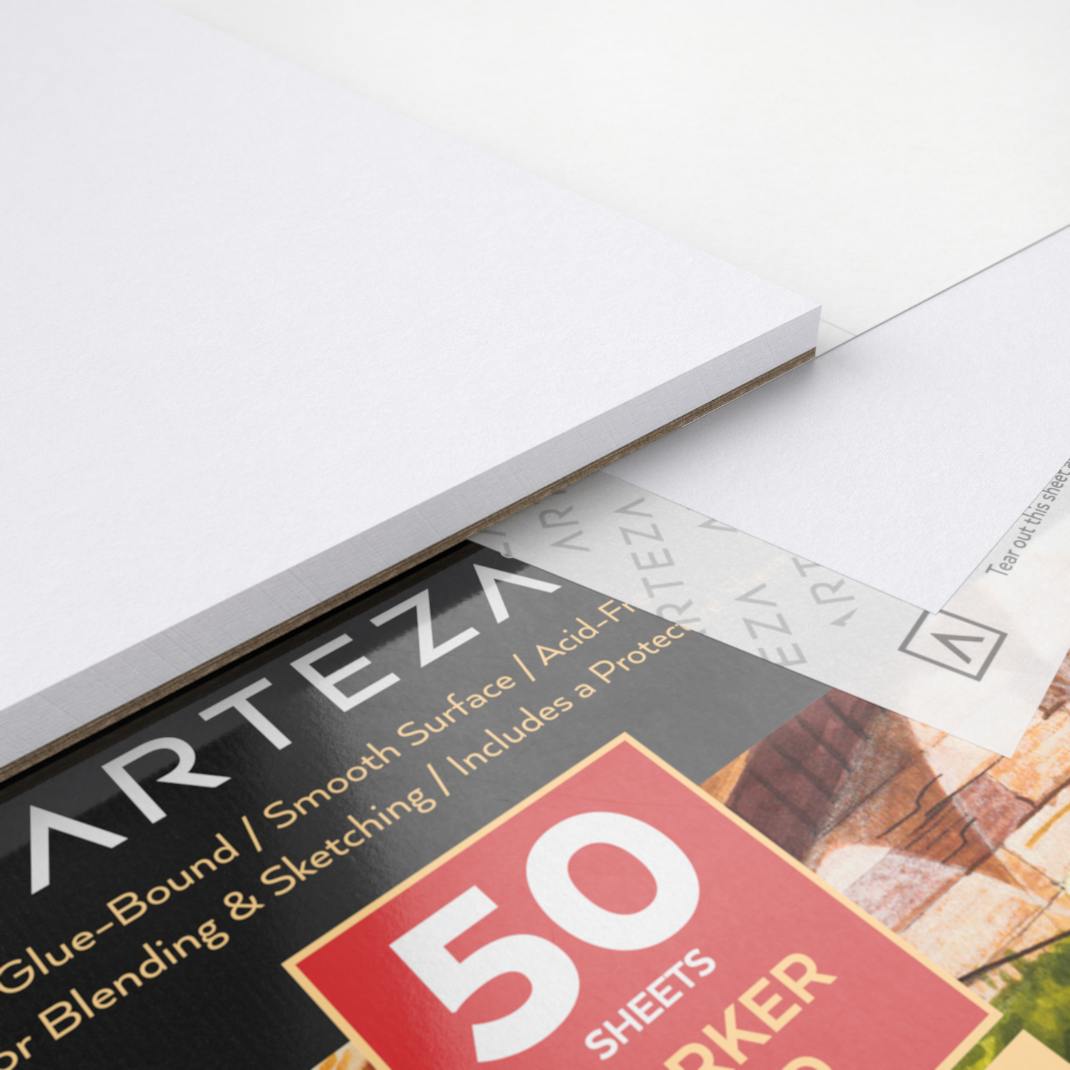 Arteza Marker Paper Pad, 9”x12”, 50 Sheets, Glue-Bound 