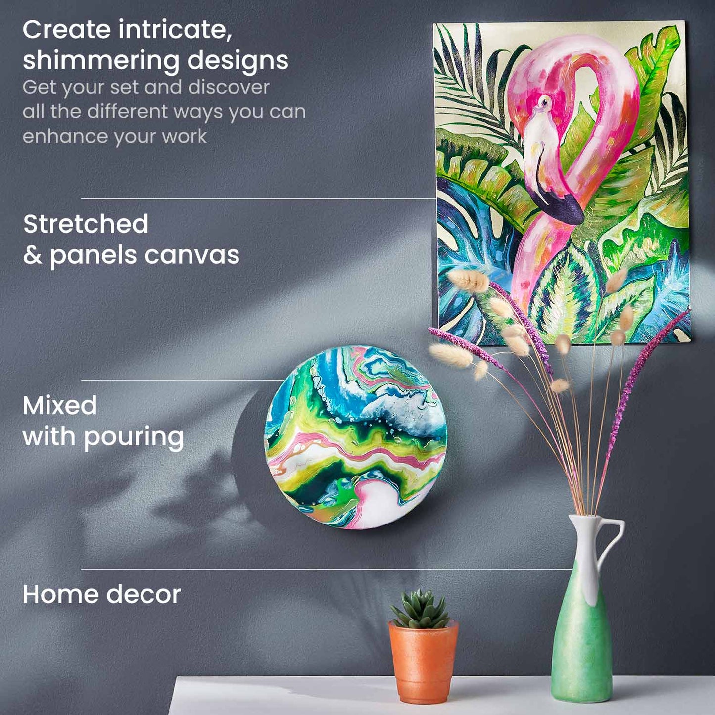 Metallic Acrylic Paint, Floral Brilliance, 4oz Tubes - Set of 8