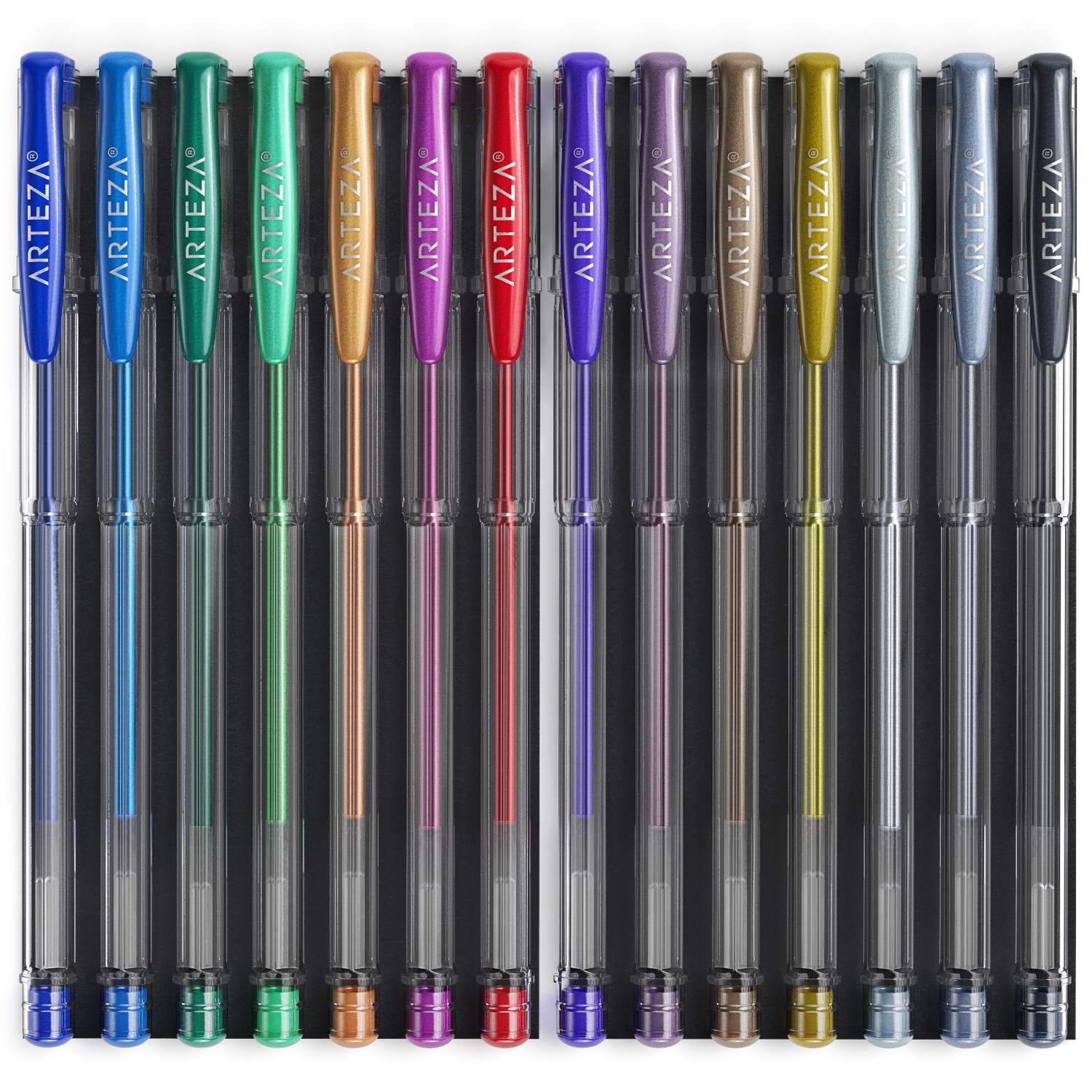 Arteza Retractable Gel Ink Colored Pens Set, Bright Colors - Doodle, Draw,  Journal - 14 Pack