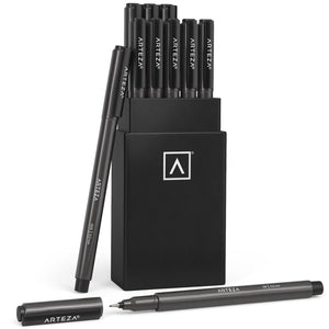 Micro Line Pen, Black Japanese Ink, Assorted Nibs- Set of 10