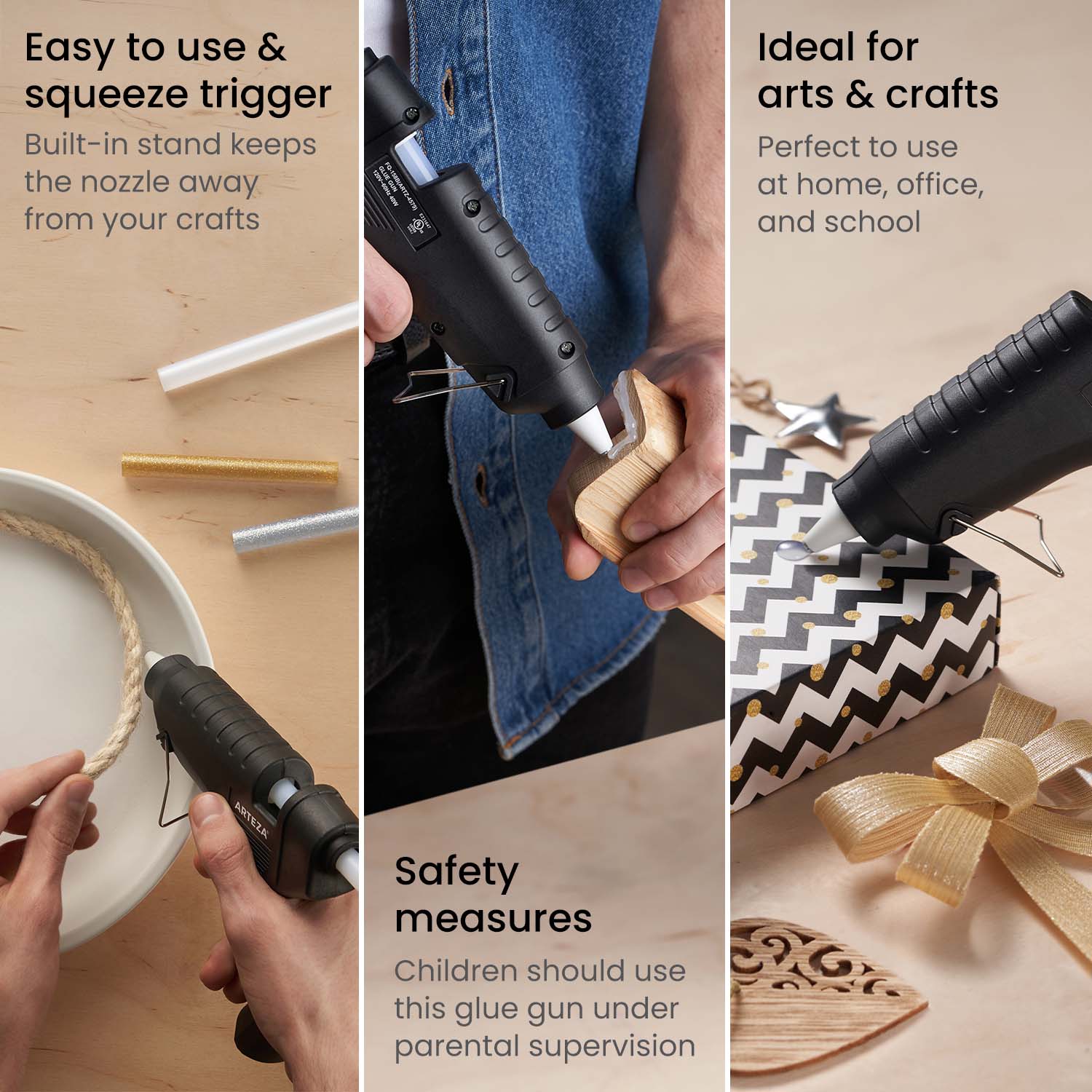 Glue Gun With 10 Mini Clear Glue Sticks Hot Melt 130W for Arts Craft DIY  Kit Set