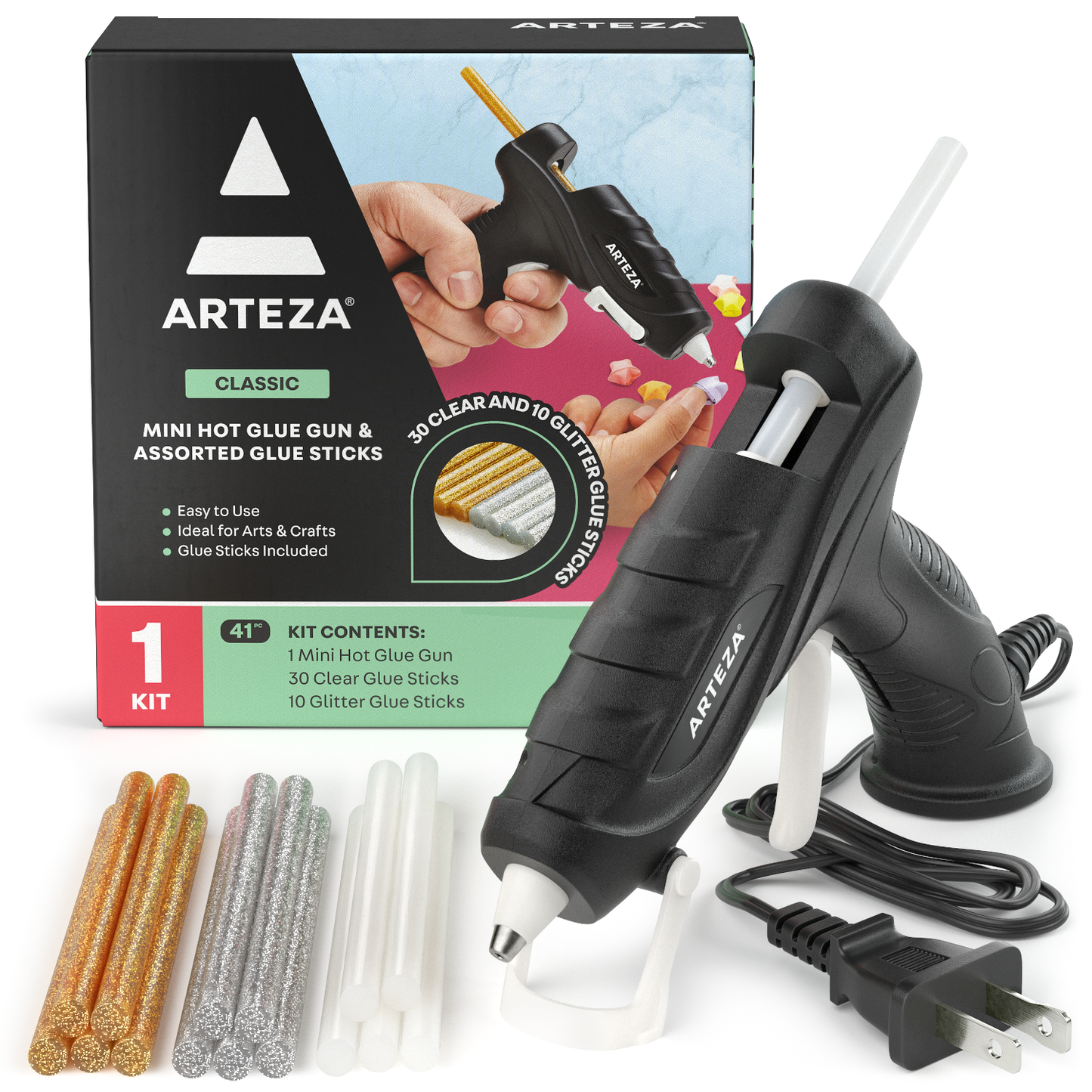 Glue Gun With 10 Mini Clear Glue Sticks Hot Melt 130W for Arts Craft DIY  Kit Set