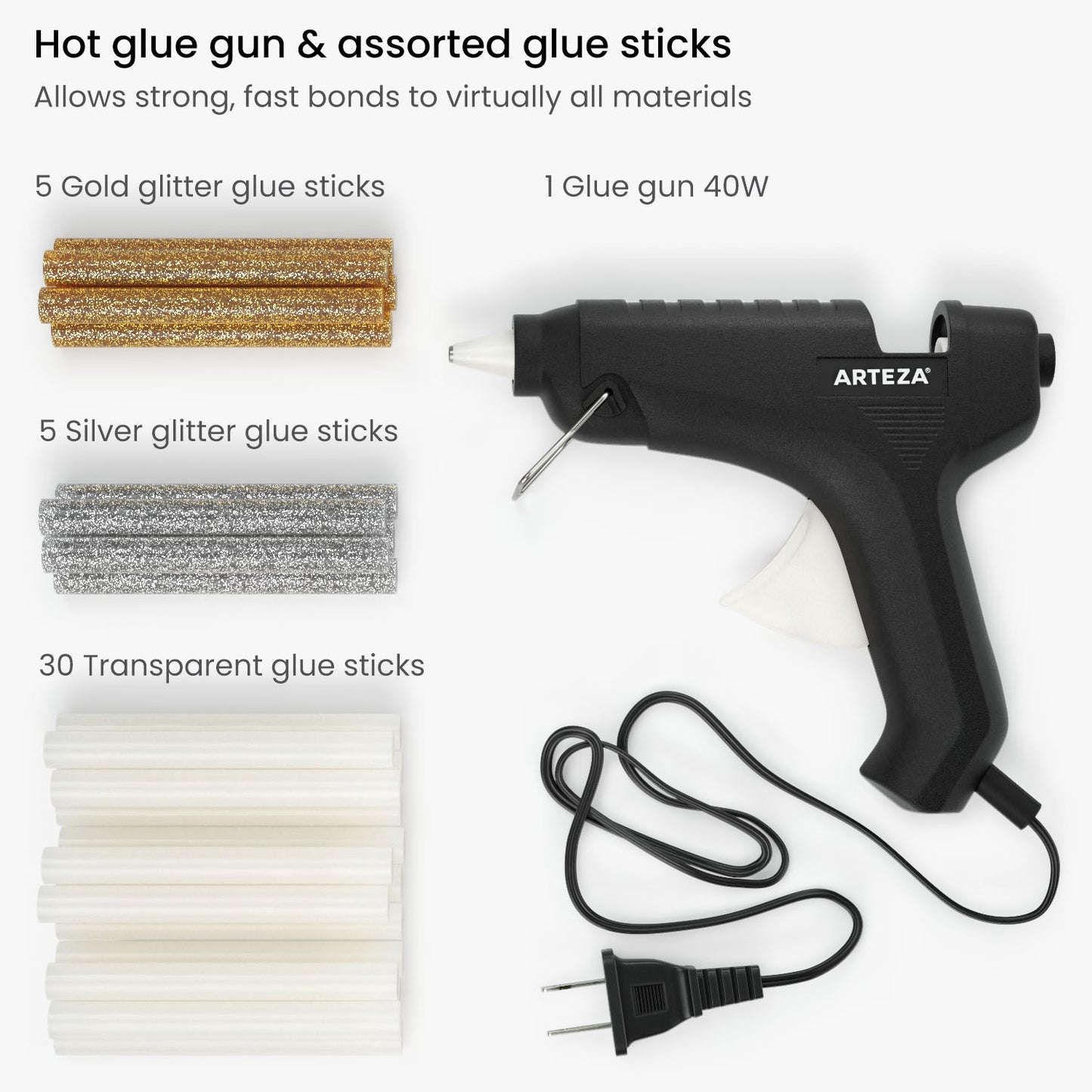 Mini Hot Glue Gun & Assorted Glue Sticks Kit