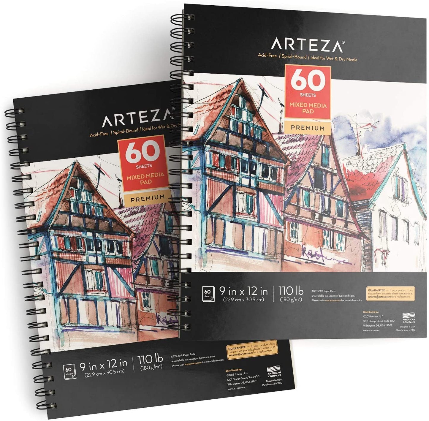 Arteza 9x12 Inches Marker Paper Pad, 2-Pack, 50 Sheets, Glue-Bound, Sm –  glytterati